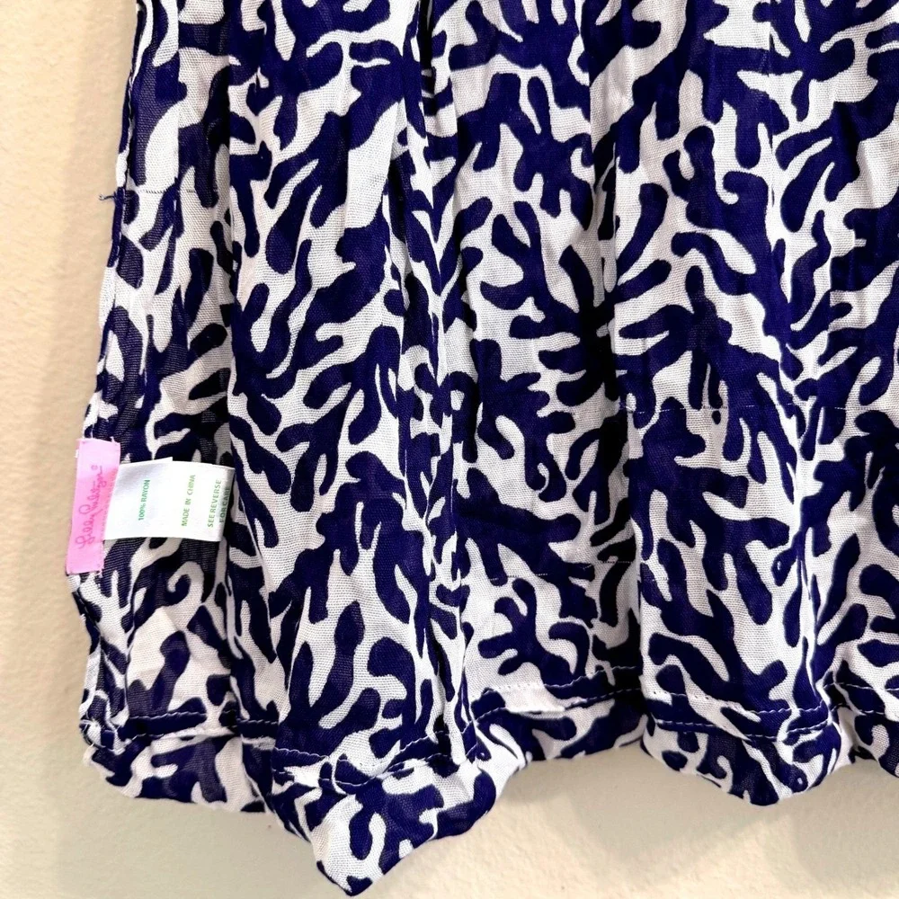 Lilly Pulitzer Murfee Infinity Scarf Blue White Coral Print Rayon 34